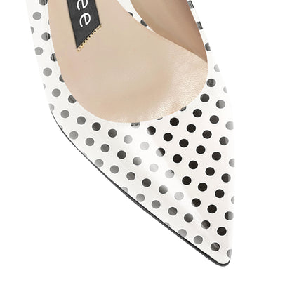Black Dots Buckle Strap Kitten Heel Sandal Shoes 2 Inch